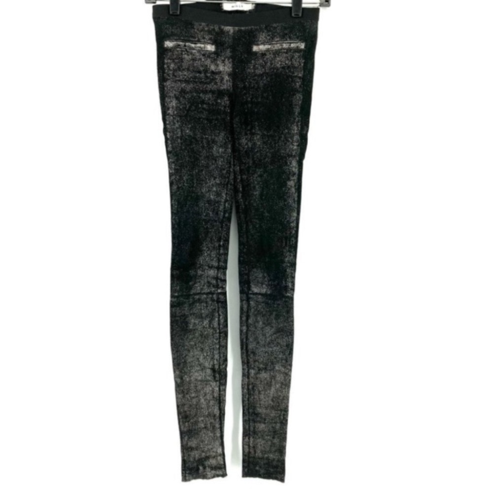 MILLY Shimmer Lambskin Leather
Raw Hem Pants